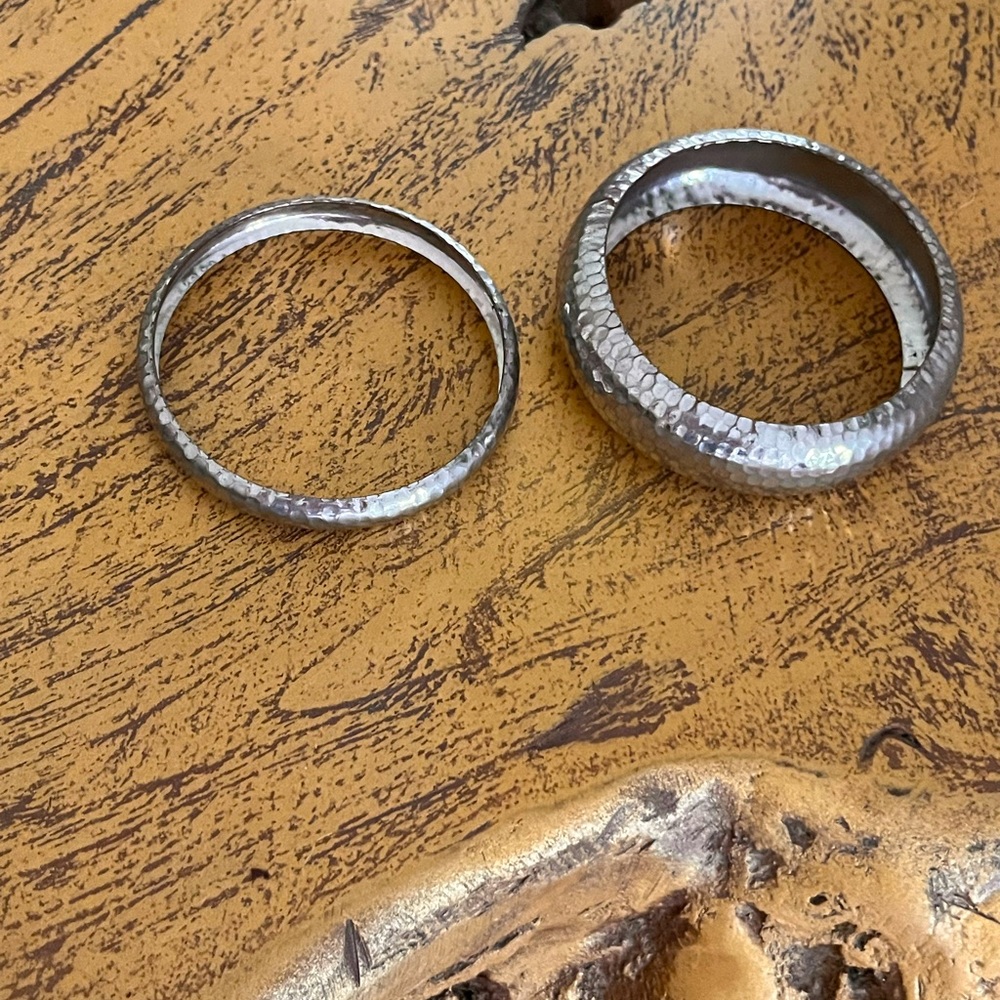 2 Beautiful Silver Tone Bangles - image 8